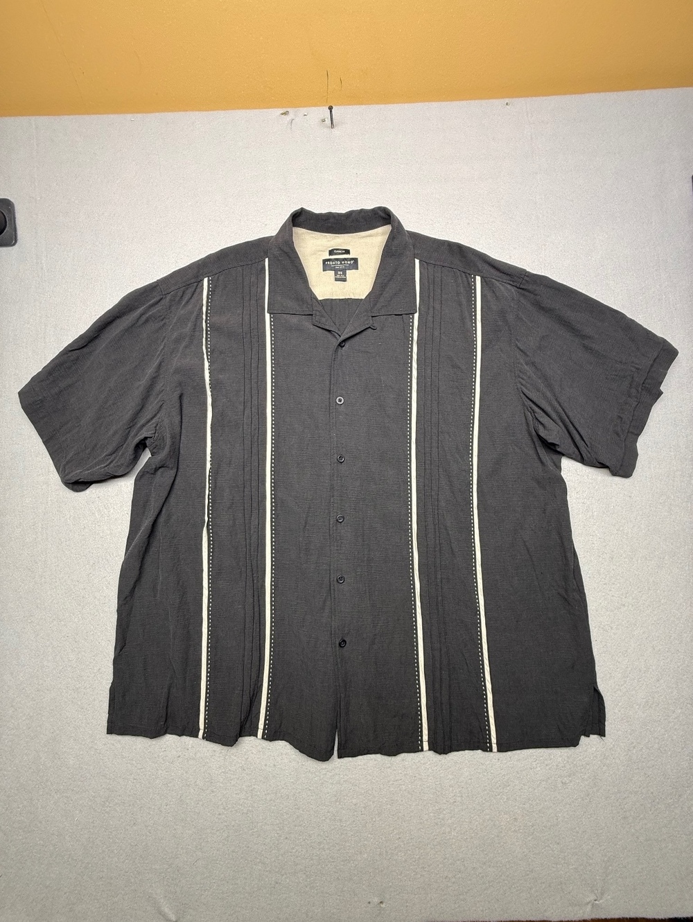Pronto Uomo Button-Up Shirt Men's 2X Black Classic Fit Silk
